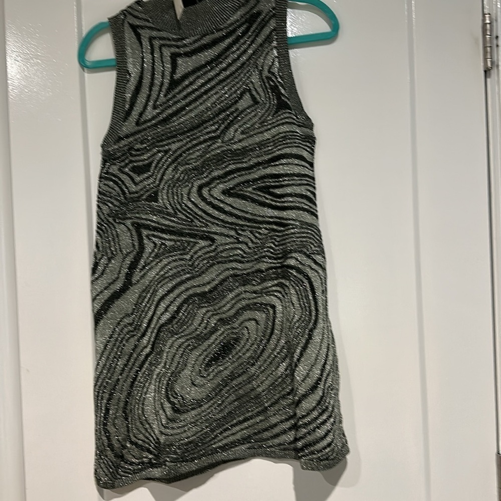 ANTHROPOLOGIE Metallic Sleeveless Mock-Neck Sweater Mini Dresssize Small - Picture 6 of 7